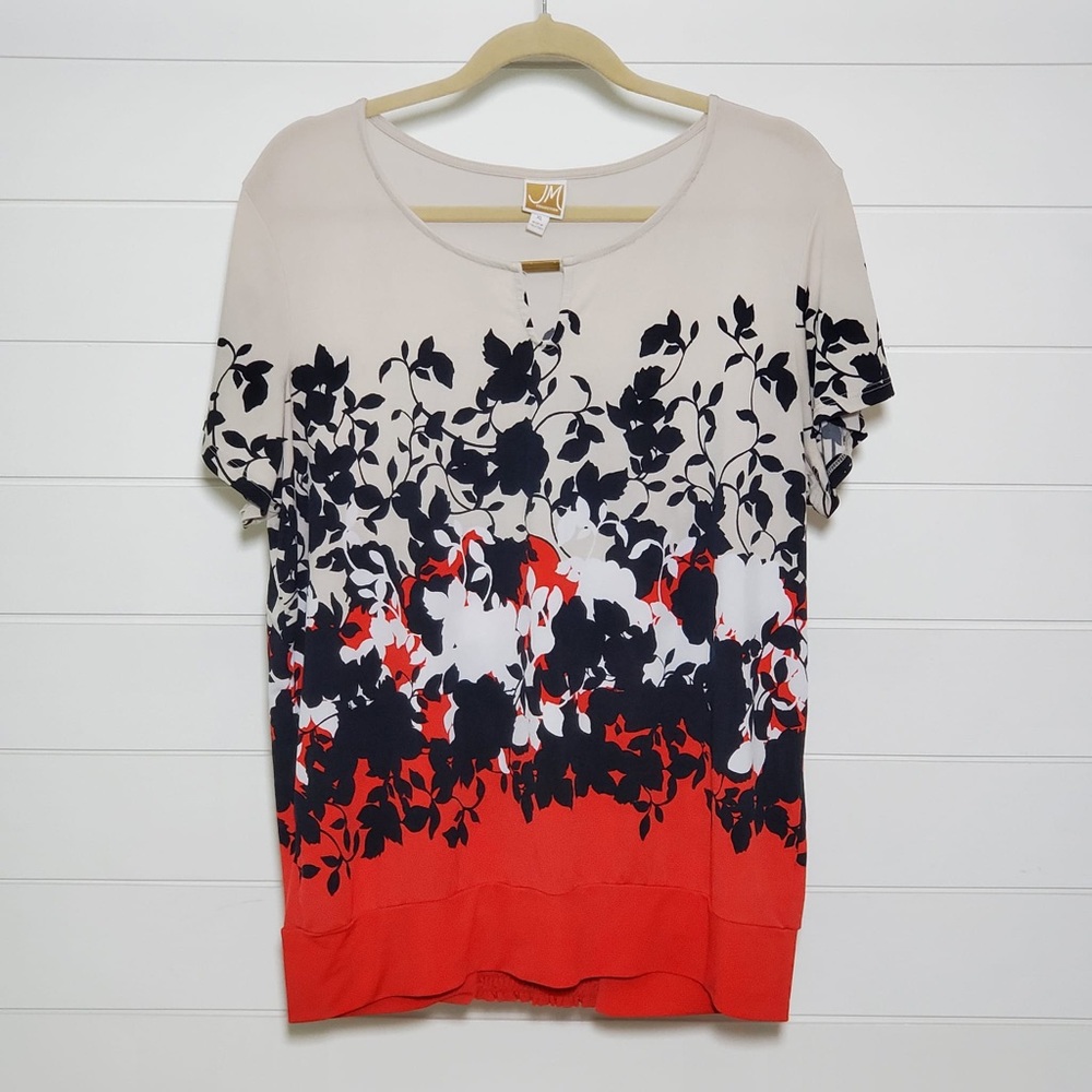 JM‎ COLLECTION top, color gray&red, size XL